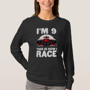 Camiseta Niños Carreras Coche Noveno Cumpleaños 9 Nueve Niñ
