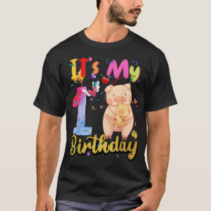 Camiseta Niños Cerdo 1º cumpleaños 1 año de edad Cerdo cump