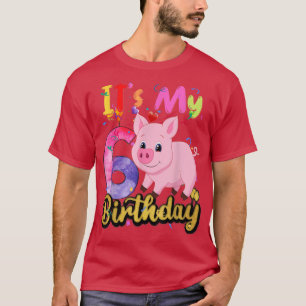 Camiseta Niños Cerdo 6to cumpleaños 6 años Cerdo cumpleaños