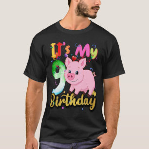 Camiseta Niños Cerdo Noveno Cumpleaños 9 Años Cerdo Cumplea