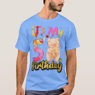 Camiseta Niños Cerdo quinto cumpleaños 5 años Cerdo cumplea