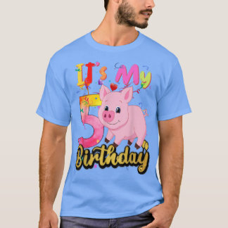 Camiseta Niños Cerdo quinto cumpleaños 5 años Cerdo cumplea