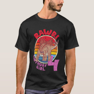 Camiseta Niños Chica 4 cumpleaños I Rawr Stegosaurus I Fami