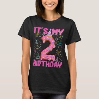 Camiseta Niños Chica de 2 años Donut es mi segundo cumpleañ