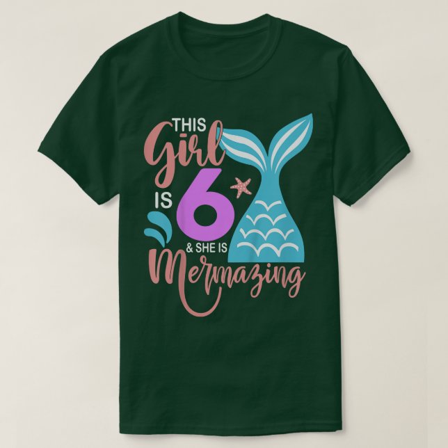 Camiseta Niños Chica de 6 años Sirena 6 cumpleaños Si (Diseño del anverso)