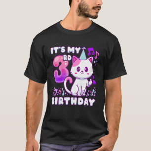 Camiseta Niños chica de cumpleaños de 3 años, gatito de K-p