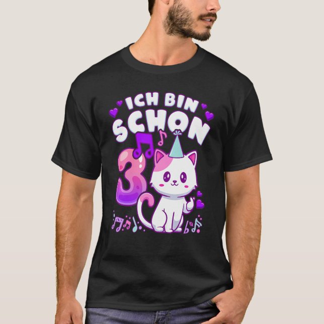 Camiseta Niños chica de cumpleaños de 3 años, K-pop, gatito (Anverso)
