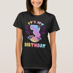 Camiseta Niños Chica de cumpleaños de 3 años mariposas es m