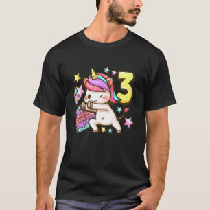 Camiseta Niños chica de cumpleaños de 3 años, Unicorn, Pop