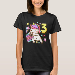 Camiseta Niños chica de cumpleaños de 3 años, Unicorn, Pop