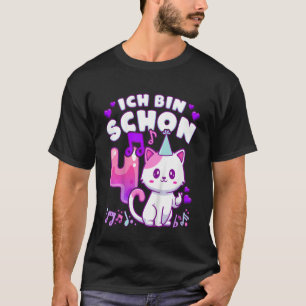 Camiseta Niños chica de cumpleaños de 4 años, K-pop, gatito