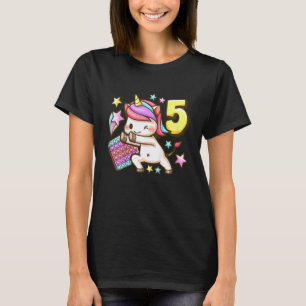 Camiseta Niños chica de cumpleaños de 5 años, Unicorn, Pop