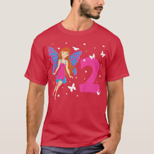 Camiseta Niños Chica De Cumpleaños De Dos Años Mariposas De