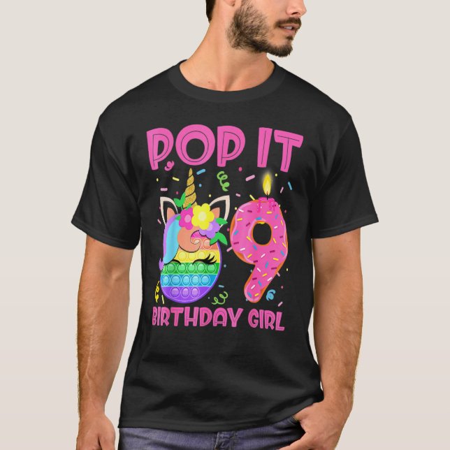 Camiseta Niños Chica de cumpleaños Fidget Toy Pop It 9º cum (Anverso)