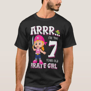 Camiseta Niños Chica Pirata de Cumpleaños Pirata de 7 años