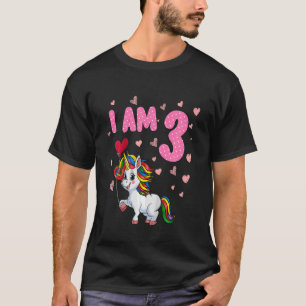 Camiseta Niños Chicas 3 cumpleaños Princesa Unicornio de 3 