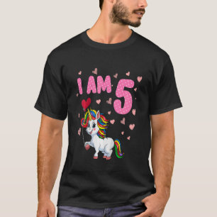Camiseta Niños Chicas 5 cumpleaños Princesa Unicornio de 5 