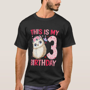 Camiseta Niños Chicas Chicas de 3 años Owls Owl tercer cump