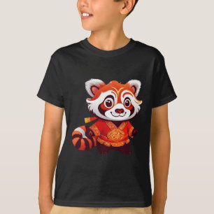 Camiseta Niños Chicas chinos divertidos bailes de león rojo