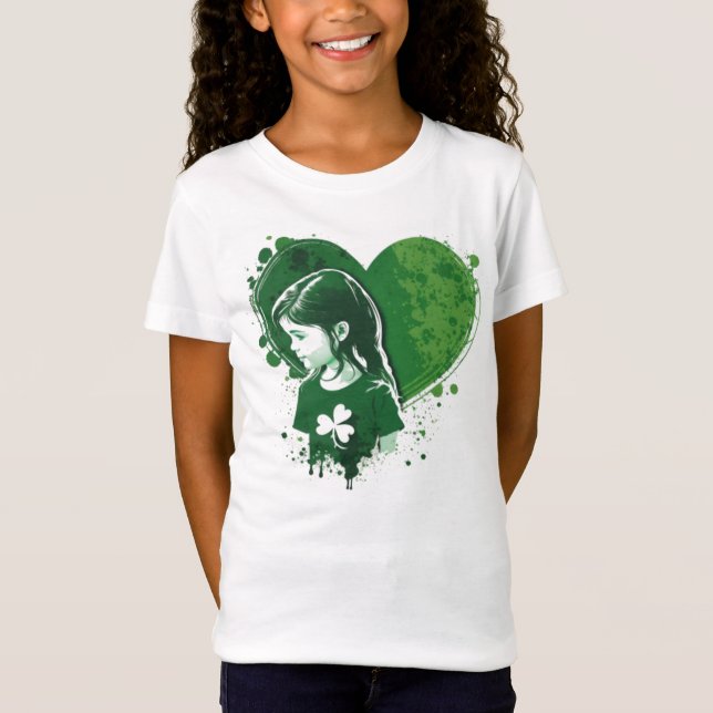 Camiseta Niños Chicas Corazón Camisas del Día de St Patrick (Anverso)