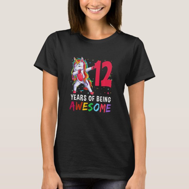 Camiseta Niños Chicas de 12 años niños dabbing Unicorn 12 a (Anverso)
