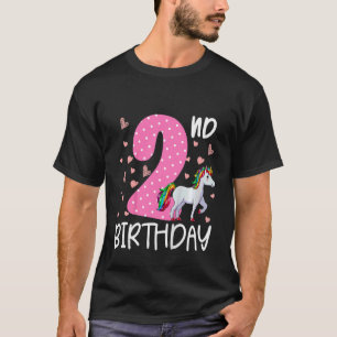 Camiseta Niños Chicas de 2 años Unicornio Segundo cumpleaño