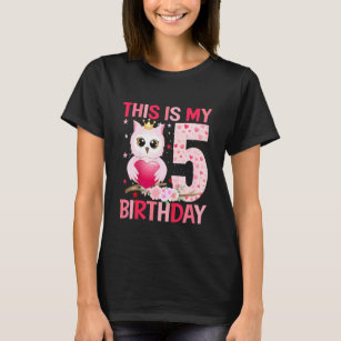 Camiseta Niños Chicas de 5 años Chicas Owls 5 cumpleaños 2