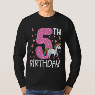 Camiseta Niños Chicas de 5 años Unicornio 5 cumpleaños