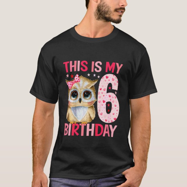 Camiseta Niños Chicas de 6 años Chicas Owls Owl 6 cumpleaño (Anverso)