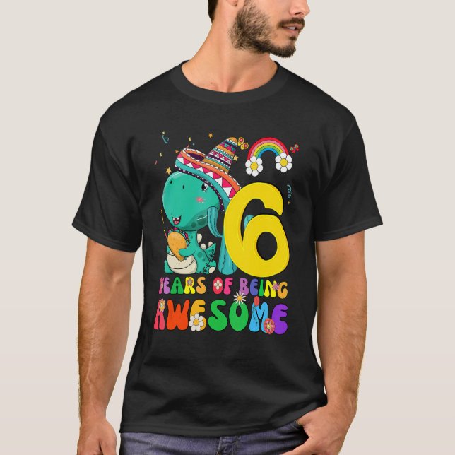 Camiseta Niños Chicas de 6 años de edad quitan dinosaurio 6 (Anverso)
