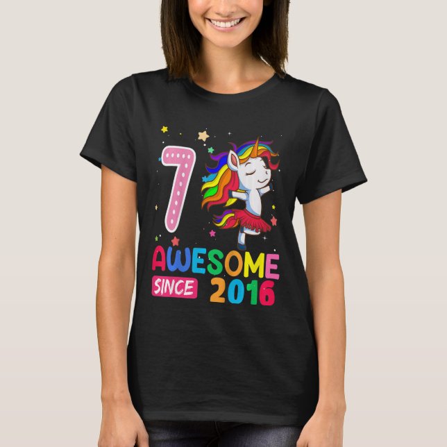 Camiseta Niños Chicas de 7 años de edad Unicornio (Anverso)