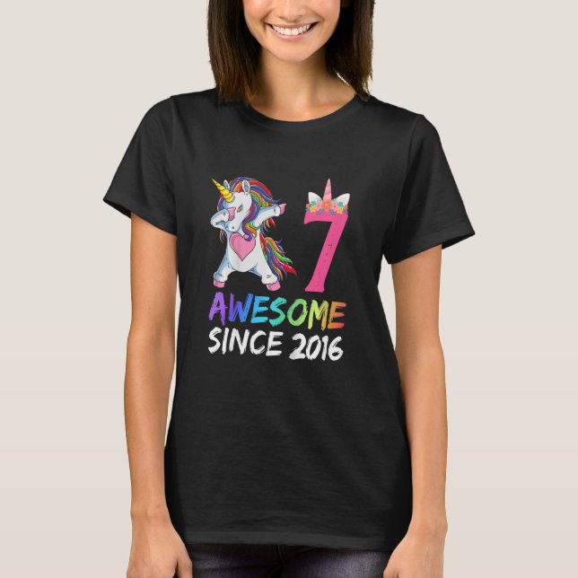 Camiseta Niños Chicas de 7 años niños dabbing Unicorn 7th B (Anverso)