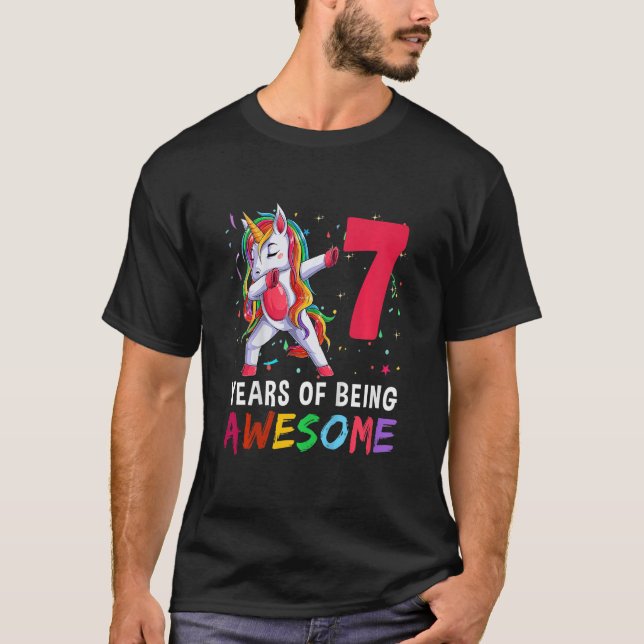 Camiseta Niños Chicas de 7 años niños dabbing Unicorn 7th B (Anverso)
