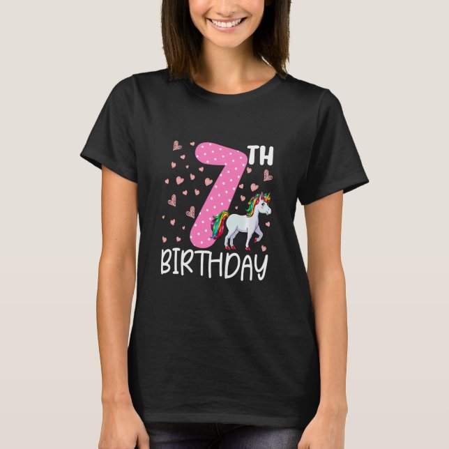 Camiseta Niños Chicas de 7 años Unicornio 7 cumpleaños (Anverso)