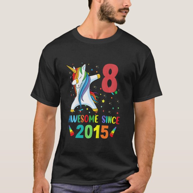 Camiseta Niños Chicas de 8 años niños dabbing Unicorn 8th B (Anverso)