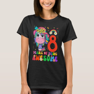 Camiseta Niños Chicas de 8 años Unicornio 8 cumpleaños