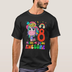 Camiseta Niños Chicas de 8 años Unicornio 8 cumpleaños