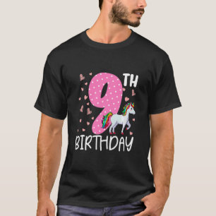 Camiseta Niños Chicas de 9 años Unicornio Noveno cumpleaños