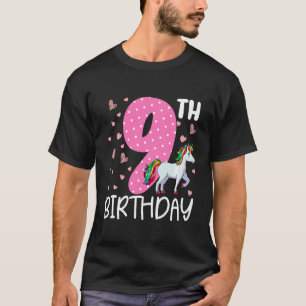 Camiseta Niños Chicas de 9 años Unicornio Noveno cumpleaños