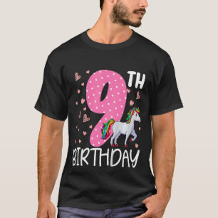 Camiseta Niños Chicas de 9 años Unicornio Noveno cumpleaños