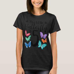 Camiseta Niños Chicas de cumpleaños de mariposa de 5 años 5