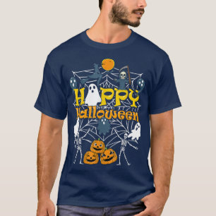 Camiseta Niños Chicas de Halloween asustados retro niños pe