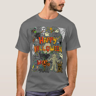 Camiseta Niños Chicas de Halloween con miedo retro