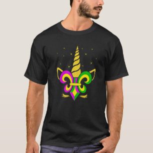 Camiseta Niños Chicas De Unicorn Face Fleur De Lys Mardi Gr