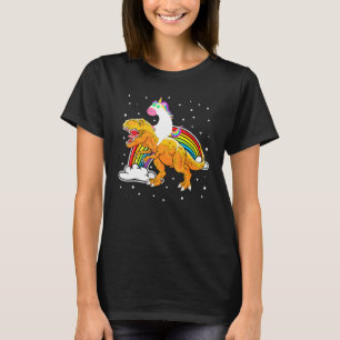 Camiseta Niños Chicas de Unicornio viajando en rex dinosaur
