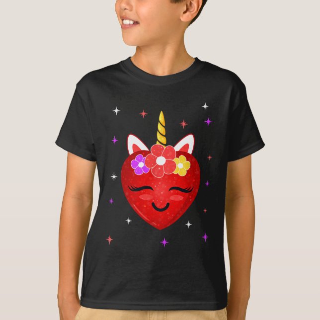 Camiseta Niños Chicas del Corazón de Unicornio (Anverso)