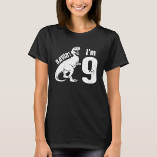 Camiseta Niños Chicas Dinosaur RAWR cumple 9 años