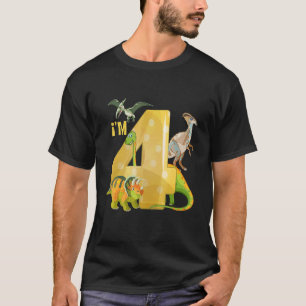 Camiseta Niños Chicas Dinosaurio Cuarto Cumpleaños 4 Año