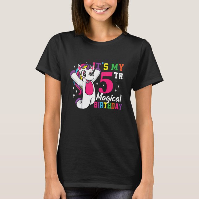 Camiseta Niños Chicas Fiesta de cinco años de edad unicorni (Anverso)