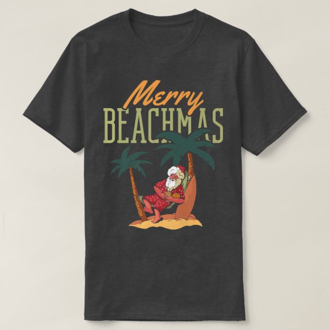 Camiseta Niños Chicas niños navidad Santa Merry Beachmas na (Diseño del anverso)